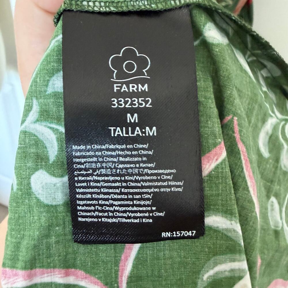 Farm Rio (M) Garden Green Floral Square Neck Puff Sleeve Maxi Dress Resort - Picture 8 of 10